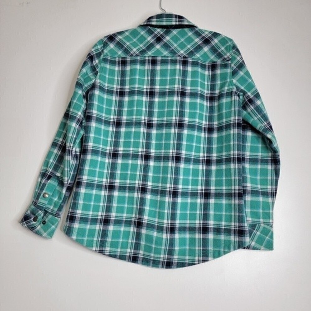 3 X 25 ORVIS women's flannel plaid shirt jacket blue teal size midium shacket - Picture 13 of 13